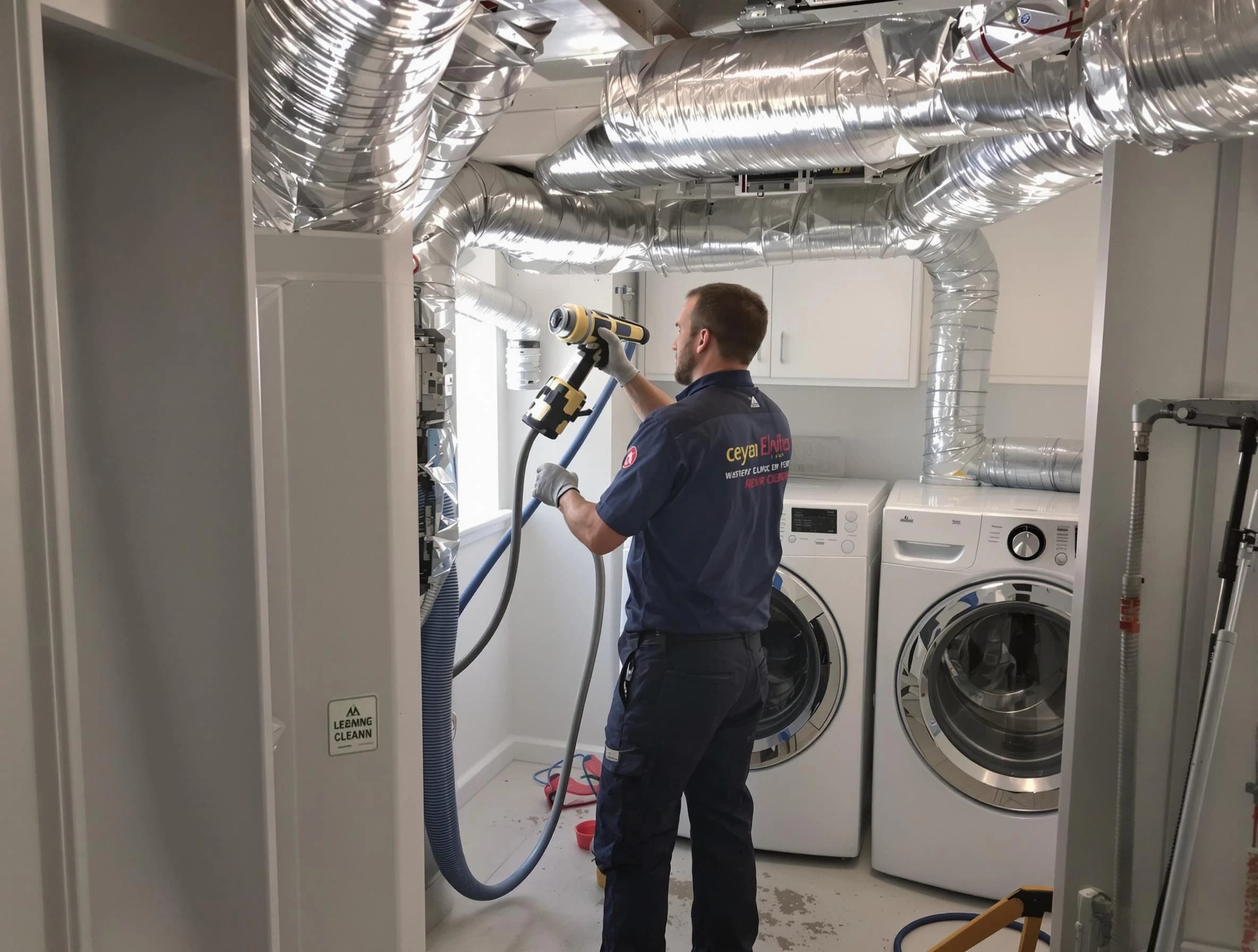 Orange Dryer Vent Cleaning specialist using advanced equipment for thorough duct cleaning in Orange