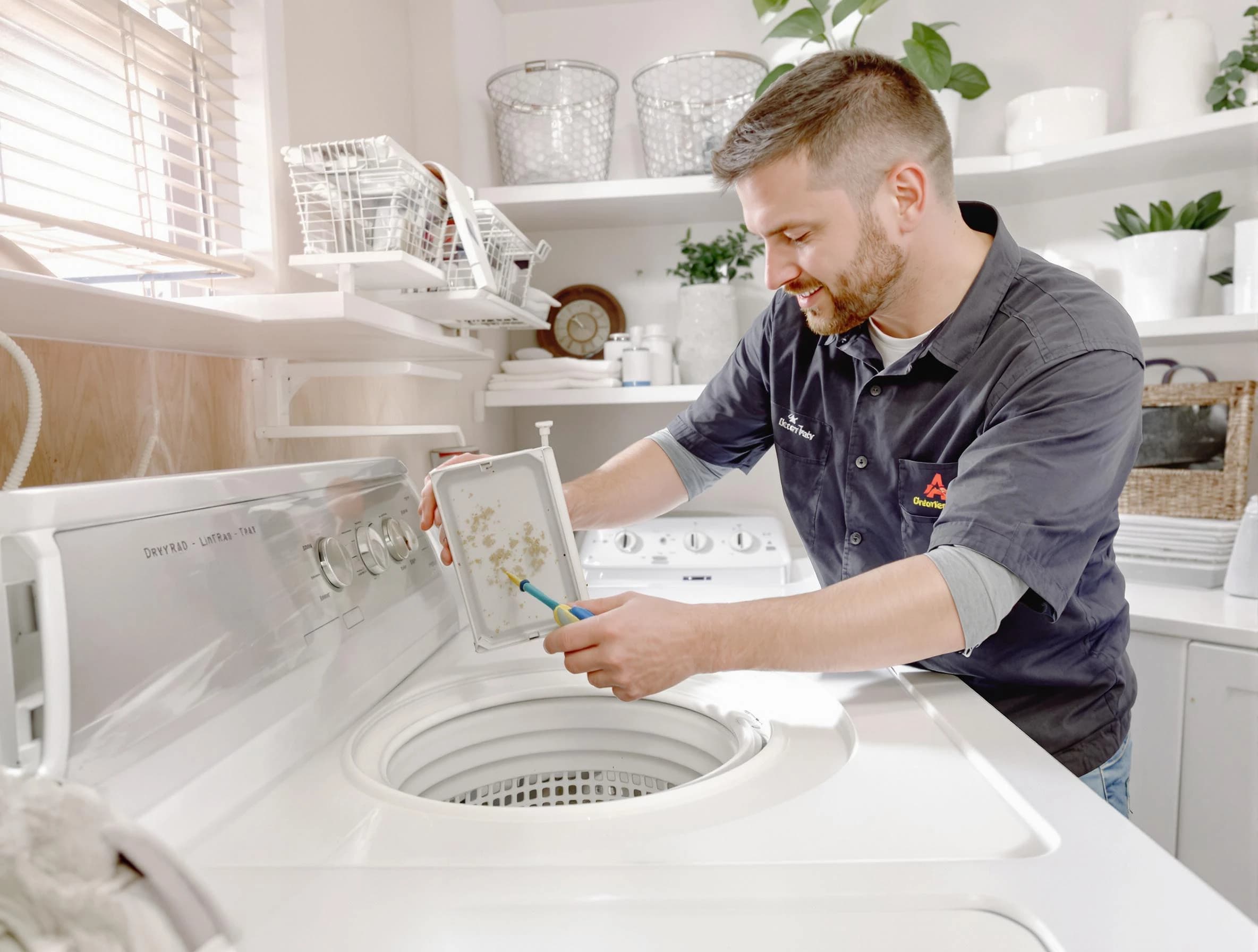 Cleaning Dryer Lint Trap in Orange